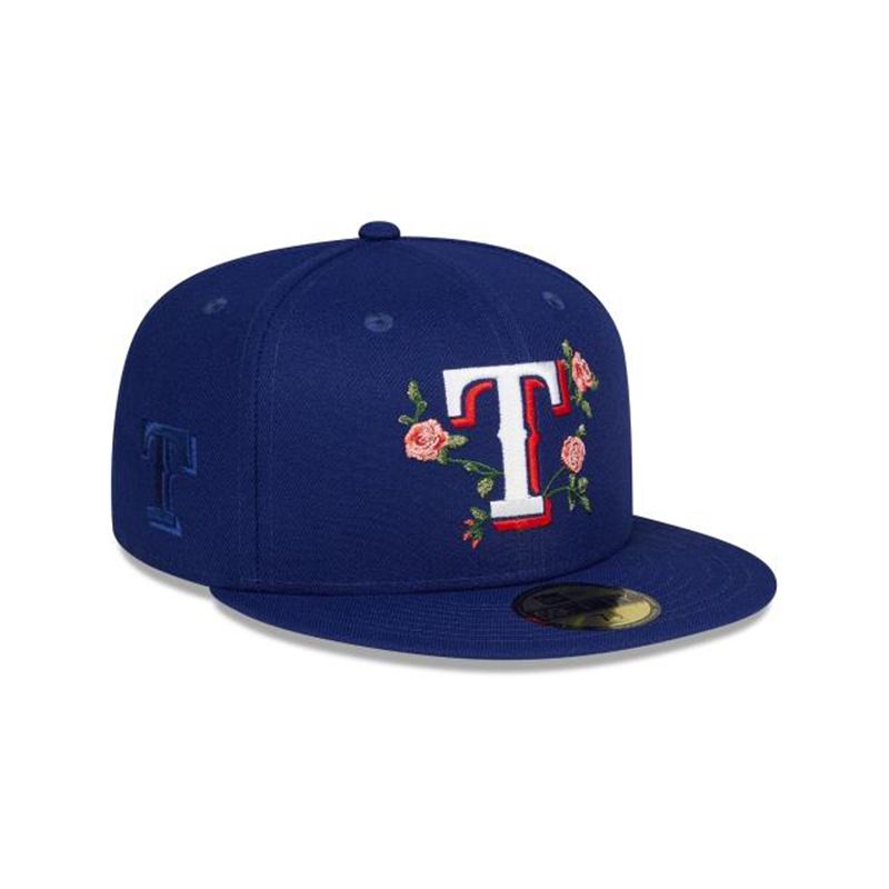 MLB Texas Rangers Bloom 59Fifty Fitted (XJZ8696) - Blue New Era Caps